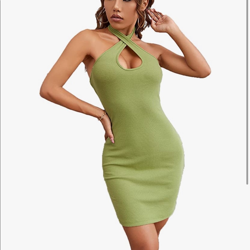 NWOT SHEIN CRISS CROSS HALTER DRESS